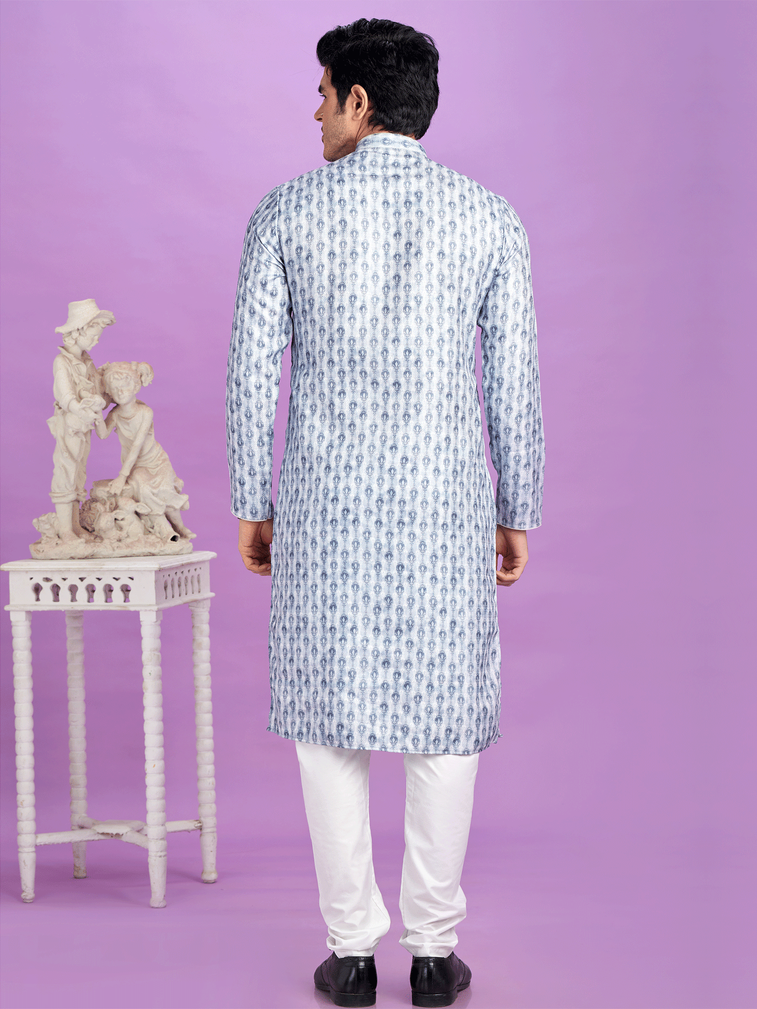 Blue Men's Readymade Kurta Pyjama Set