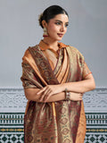 Orange Woven Embroidered Kanjivaram Silk Saree