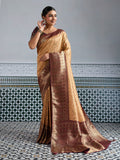 Brown Woven Embroidered Kanjivaram Silk Saree