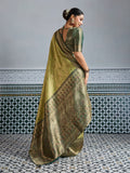 Festive Green Woven Embroidered Kanjivaram Silk Saree