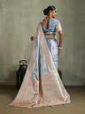Blue Art Silk Meenakari Woven Saree