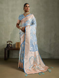 Blue Art Silk Meenakari Woven Saree