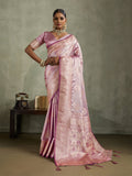 Pink Art Silk Meenakari Woven Saree