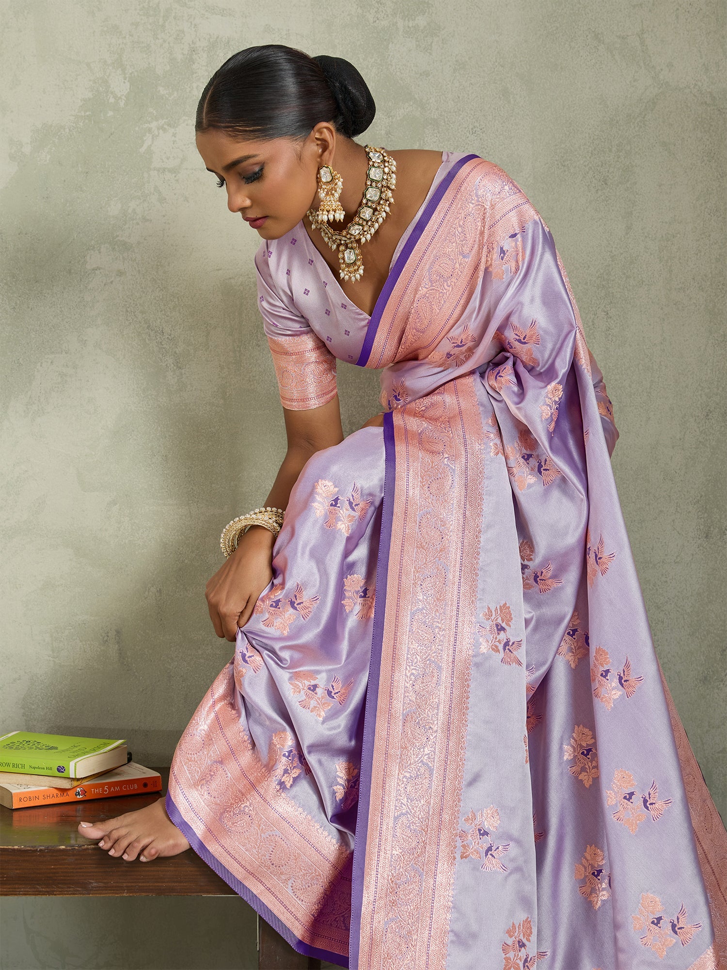 Purple Meenakari Woven Art Silk Saree