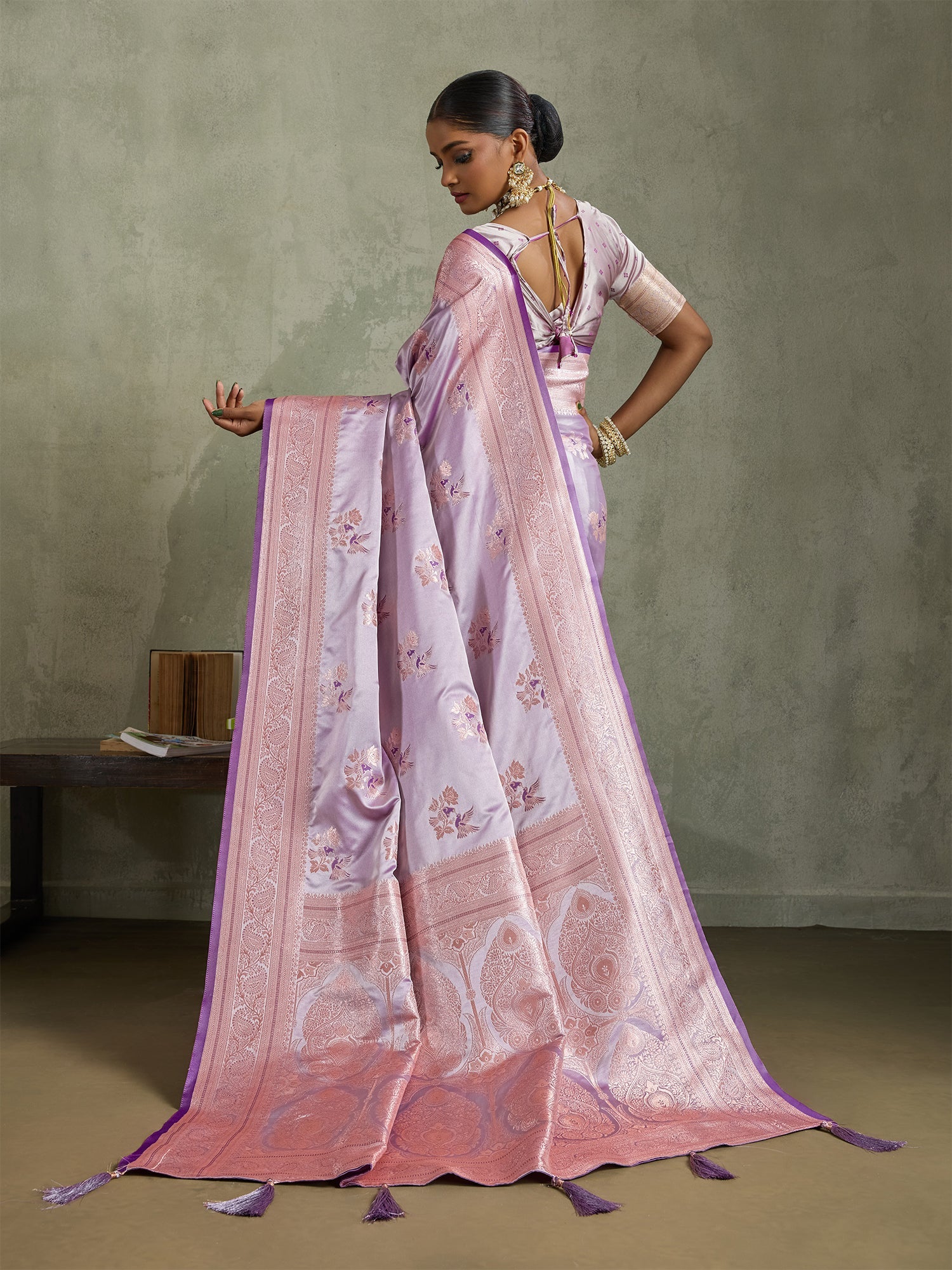 Purple Meenakari Woven Art Silk Saree