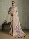 Grey Art Silk Meenakari Woven Saree With Blouse