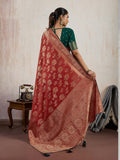 Red Self Woven Meenakari Silk Saree