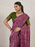 Magenta Silk Woven Meenakari Festive Saree