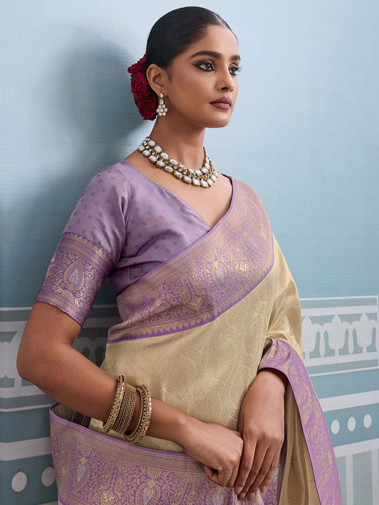 Blue Self Woven Work Party Saree In Silk