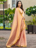 Peach Mysore Silk Saree In Woven Work