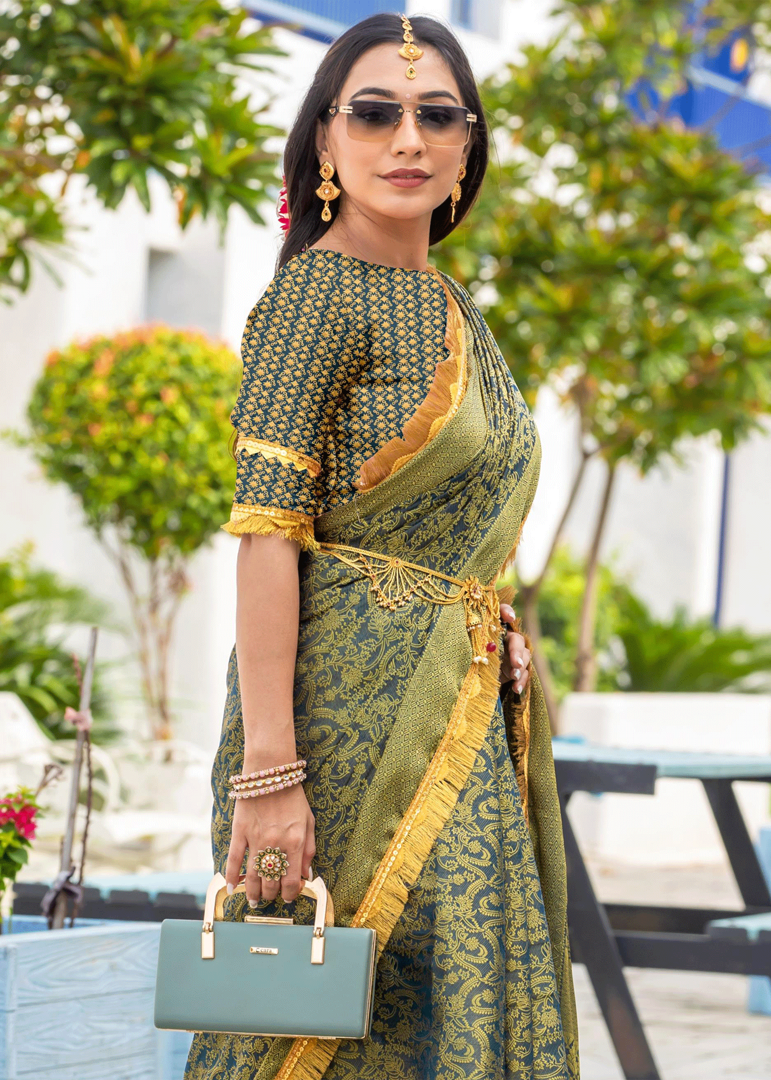 Blue Woven Work Saree In Mysore Silk