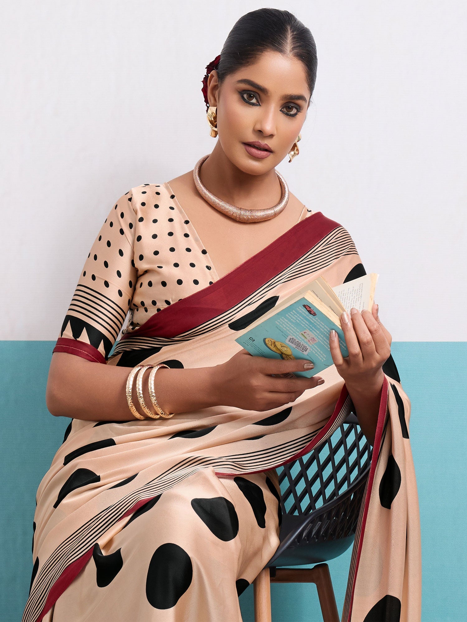 Peach Printed Festive Saree In Art Slk