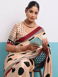 Peach Printed Festive Saree In Art Slk