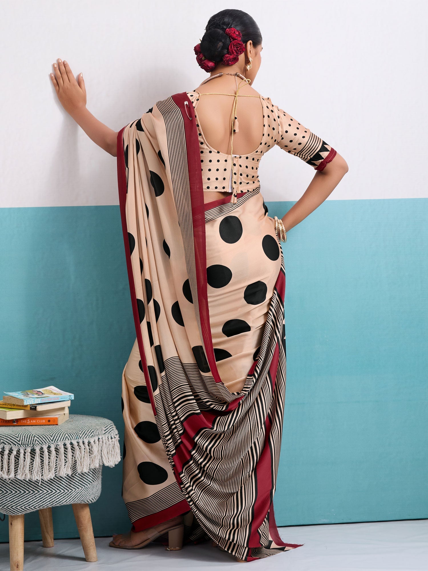 Peach Printed Festive Saree In Art Slk