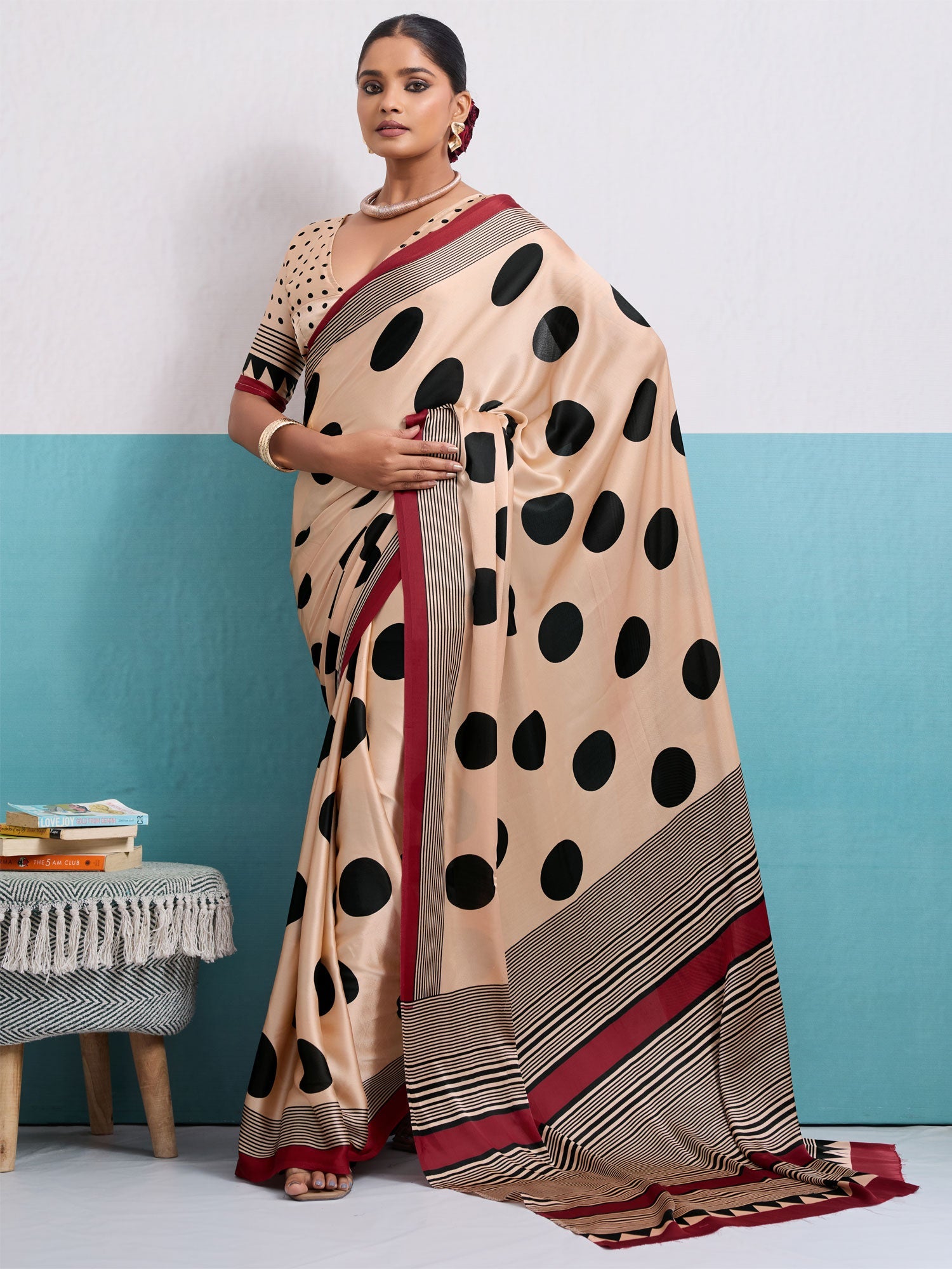 Peach Printed Festive Saree In Art Slk