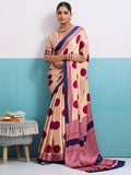 Light Peach Silk Saree In Digital Print