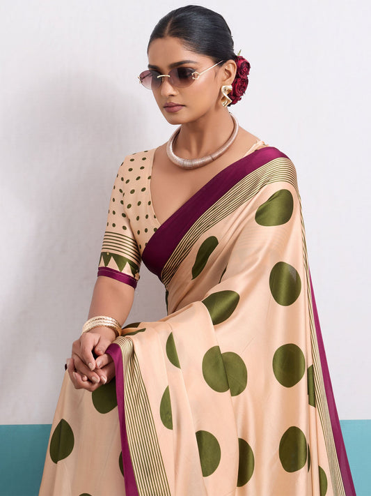Peach Festive Wear Digital Printed Saree