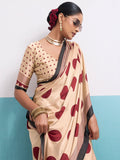 Pastel Peach Printed Art Silk Saree With Bouse