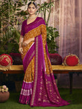 Brown Party Silk Saree In Digital Print