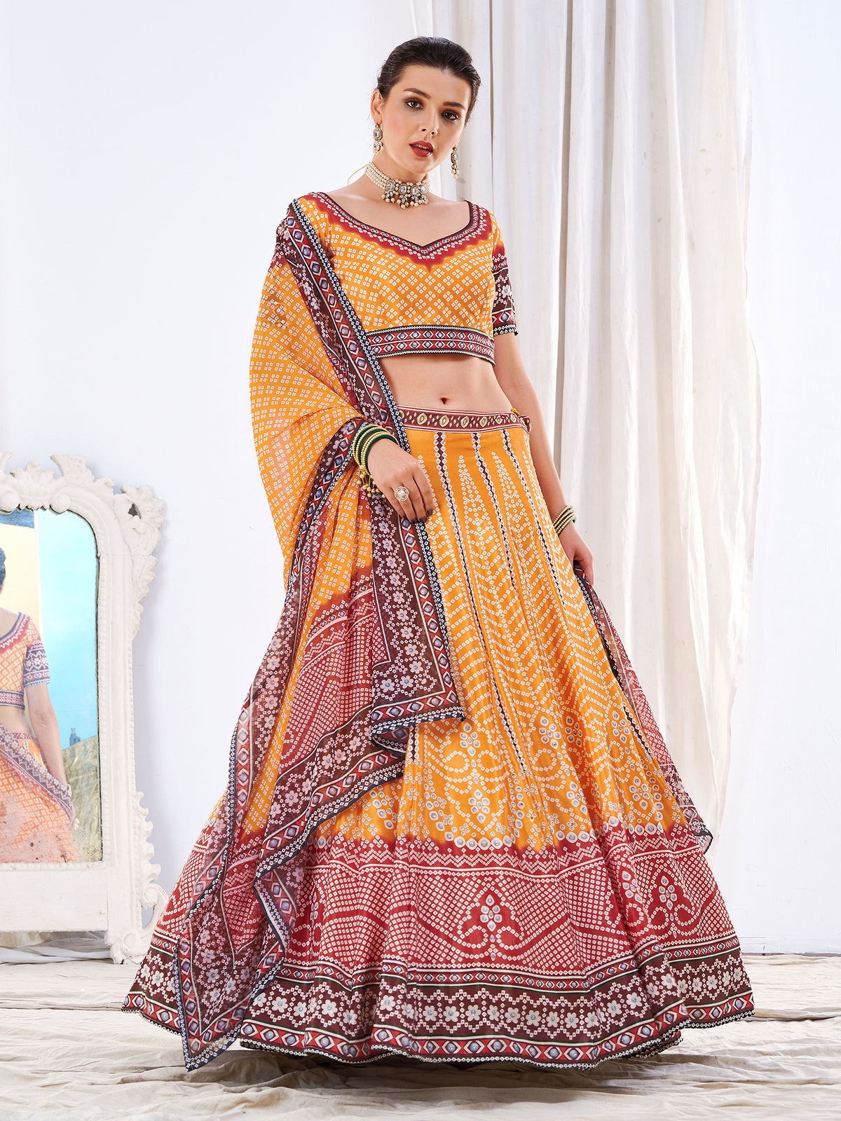 Yellow Art Silk Lehenga Choli Set