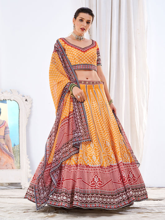 Yellow Art Silk Lehenga Choli Set