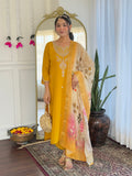 Yellow Readymade Salwar Kameez In Viscose