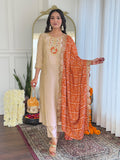 Light Brown Embroidered Festive Salwar Suit