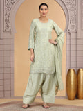 Green Embroidered Silk Readymade Salwar Suit