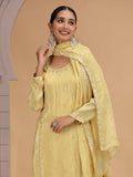 Yellow Embroidered Silk Readymade Salwar Suit