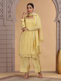 Yellow Embroidered Silk Readymade Salwar Suit
