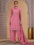 Pink Embroidered Silk Readymade Salwar Suit