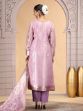 Onion Pink Woven Embroidered Readymade Salwar Suit