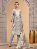 Beige Woven Embroidered Readymade Salwar Suit