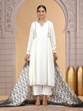 Stylish White Embroidered Readymade Salwar Suit