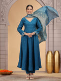Readymade Teal Blue Embroidered Salwar Suit