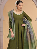 Readymade Mehndi Green Embroidered Salwar Suit