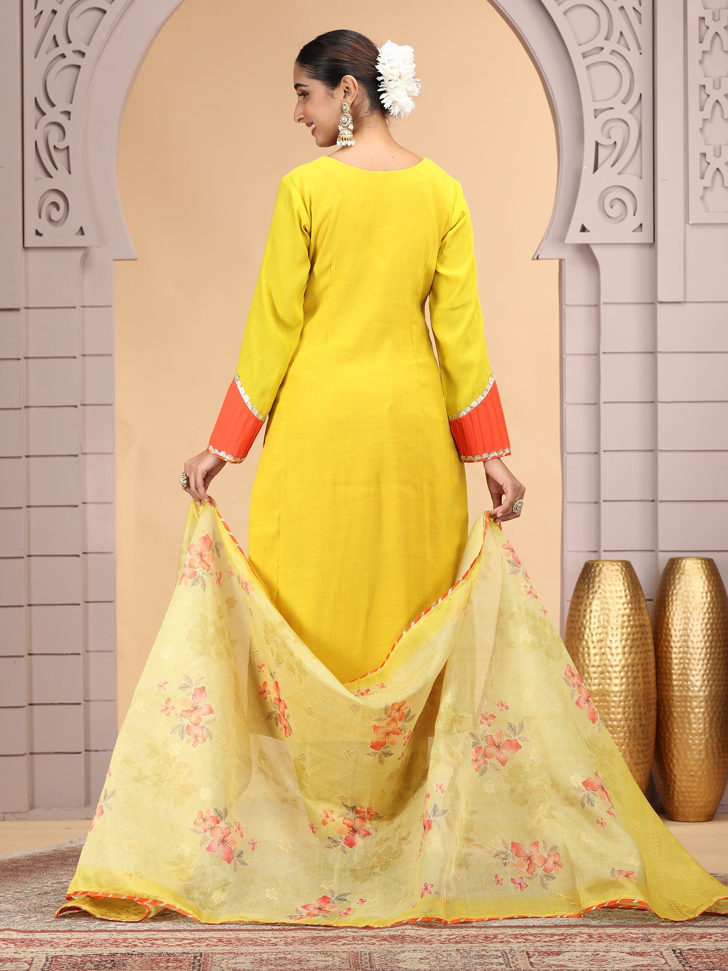 Yellow Embroidered Readymade Salwar Kameez