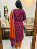 Purple Festive Wear Cotton Salwar Kameez