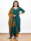 Teal Blue Readymade Salwar Kameez With Dupatta