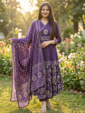 Purple Readymade Salwar Suit In Anarkali Style