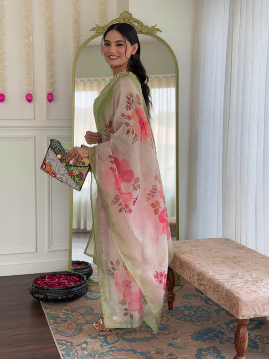 Pista Green Viscose Embroidered Salwar Suit