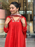 Red Embroidered Festive Salwar Kameez