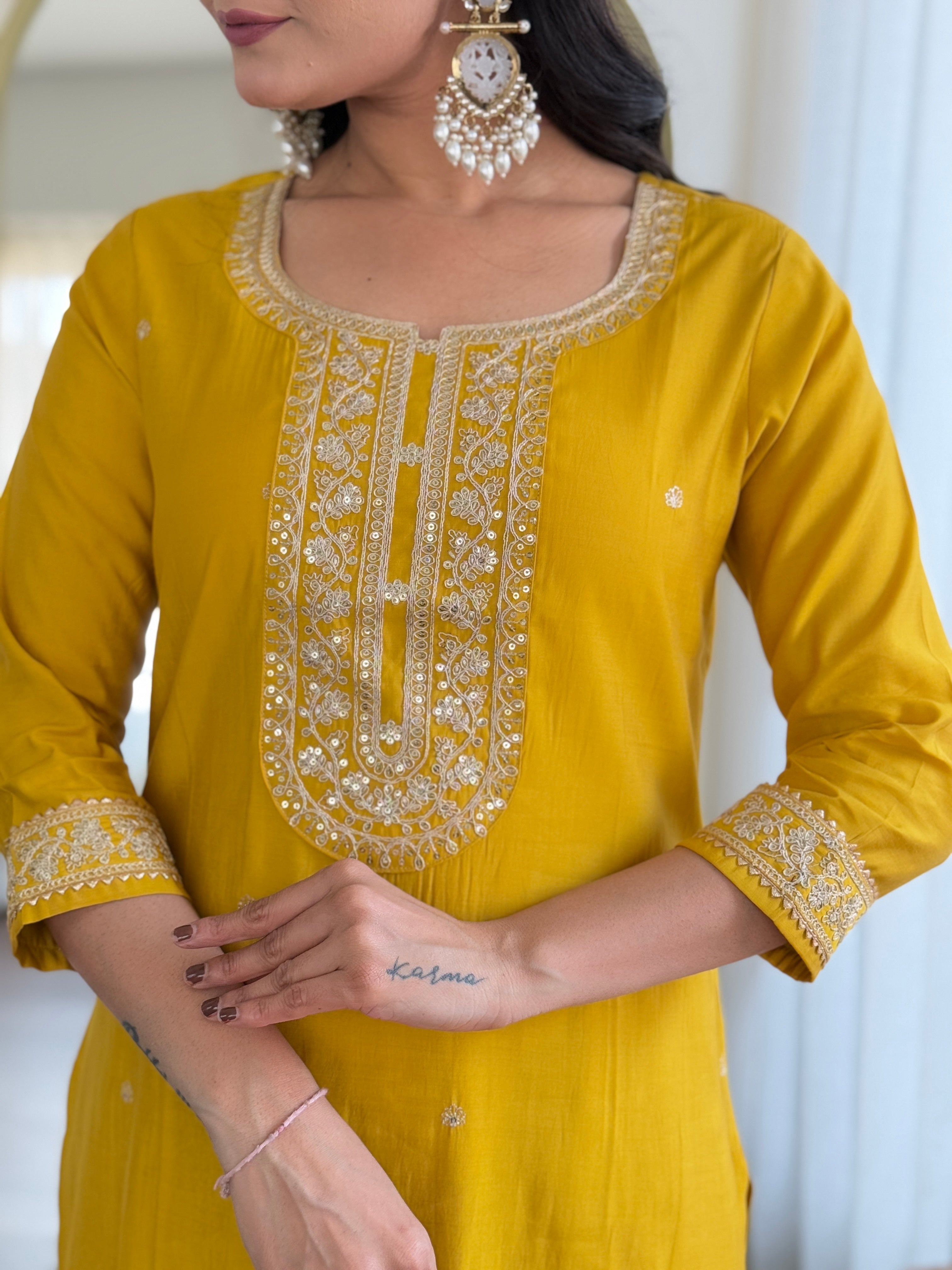 Mustard Yellow Straight Cut Salwar Kameez
