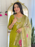 Readymade Green Viscose Embroidered Salwar Suit