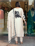 Off White Chanderi Cotton Salwar Suit