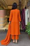 Orange Embroidered Cotton Salwar Kameez