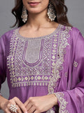 Purple Heavy Embroidered Salwar Kameez