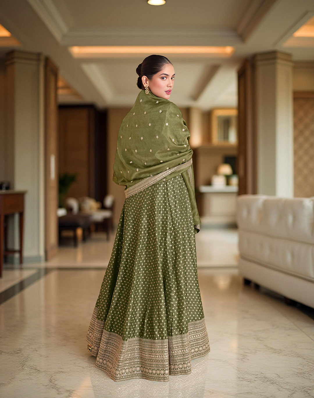 Banarasi Jacquard Neck Embroidered Kurta With Dupatta