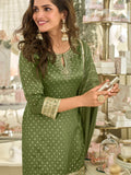 Festive Green Art Silk Gharara Suit