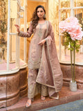 Mauve Embroidered Palazzo Suit In Art Silk